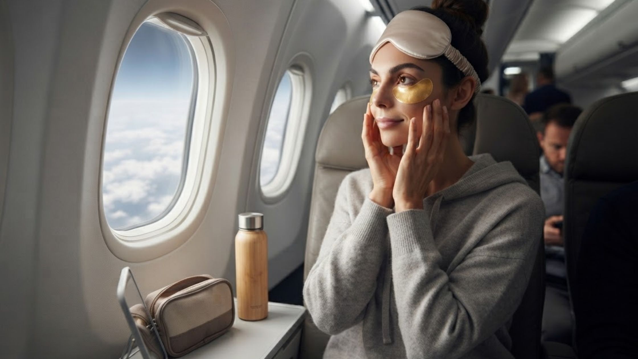 cuidado facial en el avion